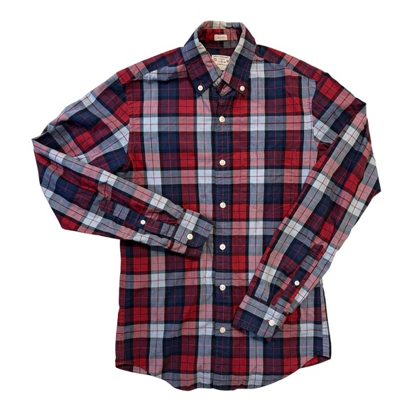 J.Crew Other - J.Crew Slim Fit Cotton‎ Plaid Button Down Shirt Red Navy Blue Size X-Small